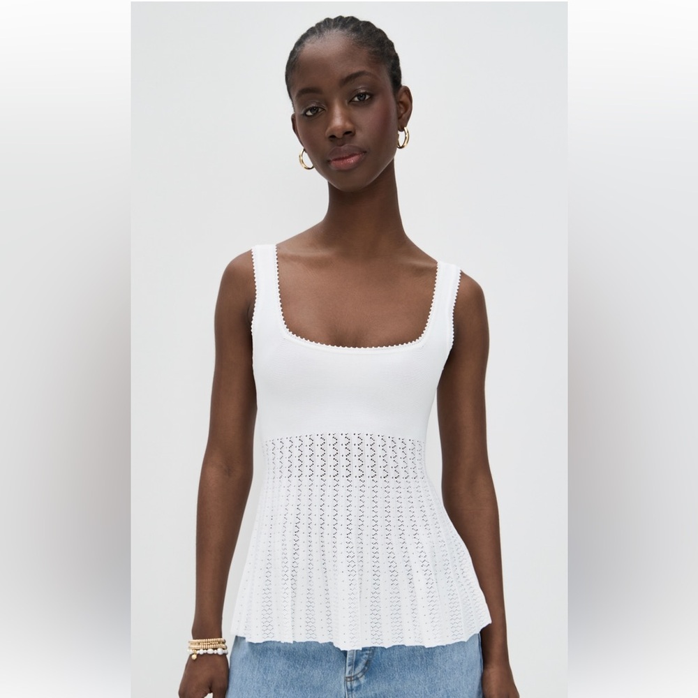 STAUD White Knit Tank Top